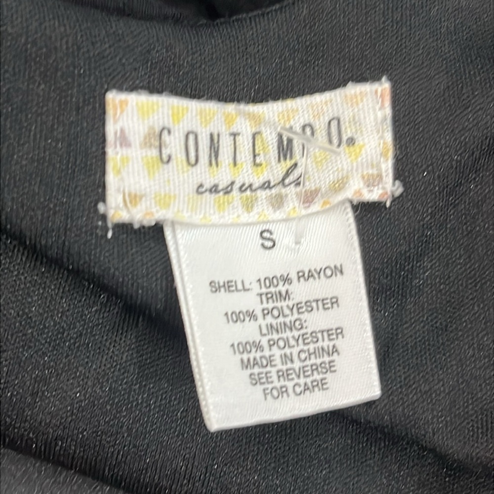 Contempo Casuals Crochet Top Black and Orange Graphic Embellished Mini Dress - Picture 7 of 8